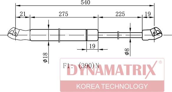 Dynamatrix DGS016990 - Газова пружина, кришка багажник autozip.com.ua