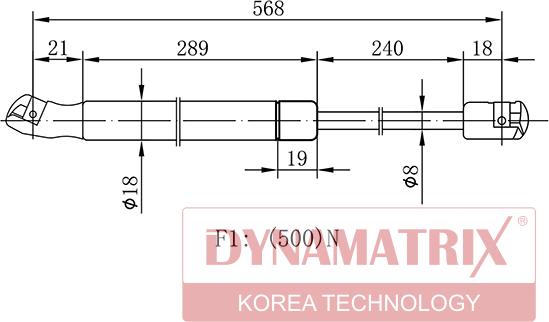 Dynamatrix DGS016761 - Газова пружина, кришка багажник autozip.com.ua