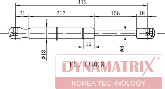 Dynamatrix DGS0818MM - Газова пружина, кришка багажник autozip.com.ua