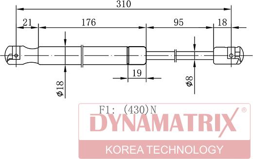 Dynamatrix DGS110189 - Газова пружина, кришка багажник autozip.com.ua