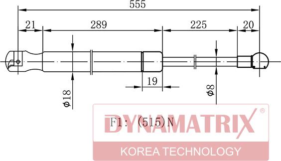 Dynamatrix DGS1187KY - Газова пружина, кришка багажник autozip.com.ua