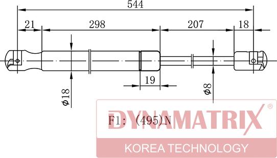 Dynamatrix DGS1820BB - Газова пружина, кришка багажник autozip.com.ua