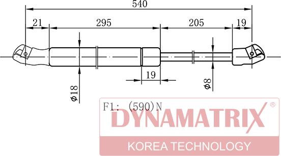 Dynamatrix DGS1308PG - Газова пружина, кришка багажник autozip.com.ua