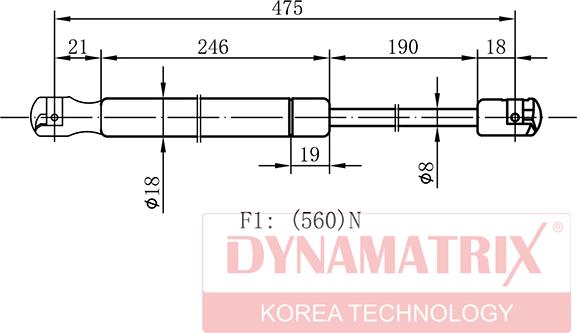 Dynamatrix DGS1311PI - Газова пружина, кришка багажник autozip.com.ua