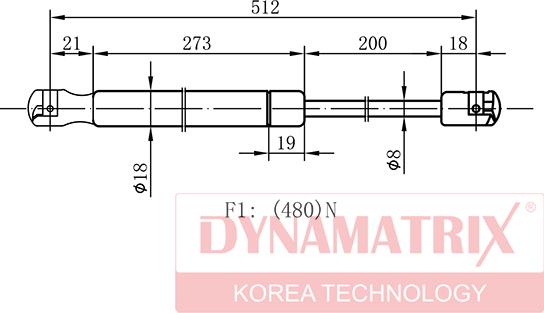 Dynamatrix DGS128579 - Газова пружина, кришка багажник autozip.com.ua