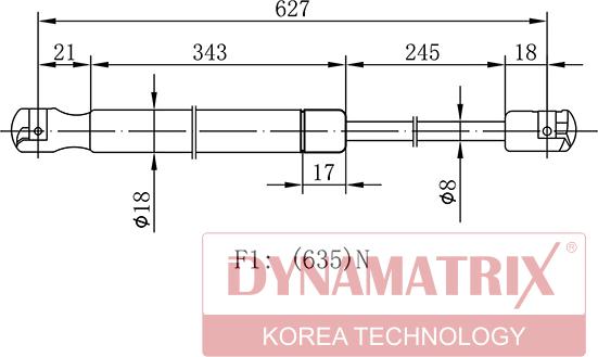 Dynamatrix DGS1283247 - Газова пружина, кришка багажник autozip.com.ua