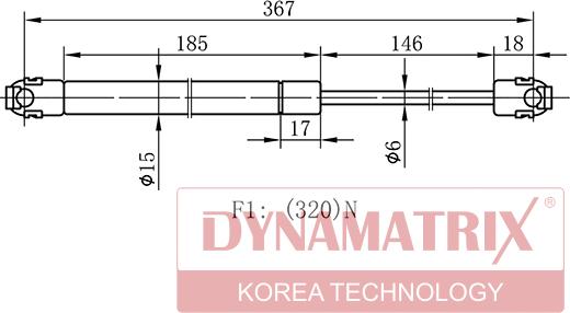 Dynamatrix DGS2334BC - Газова пружина, капот autozip.com.ua