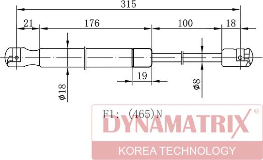 Dynamatrix DGS7587GS - Газова пружина, кришка багажник autozip.com.ua