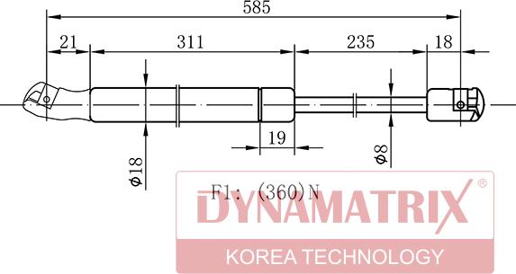 Dynamatrix DGS7629LR - Газова пружина, кришка багажник autozip.com.ua