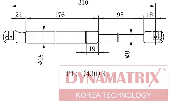 Dynamatrix DGS7856RD - Газова пружина, кришка багажник autozip.com.ua