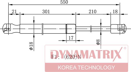 Dynamatrix DGS7857RZ - Газова пружина, кришка багажник autozip.com.ua