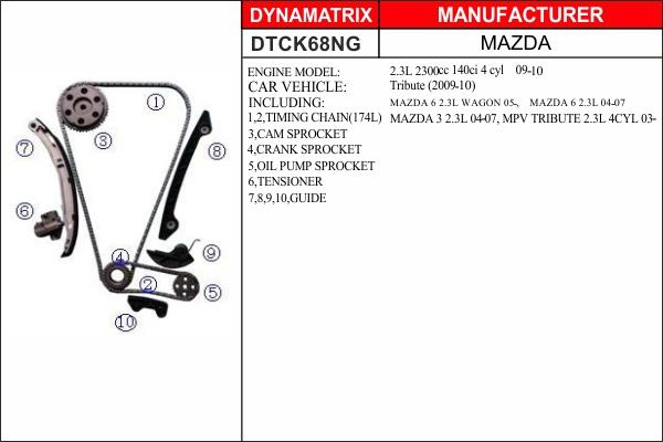 Dynamatrix DTCK68NG - Комплект ланцюга приводу распредвала autozip.com.ua