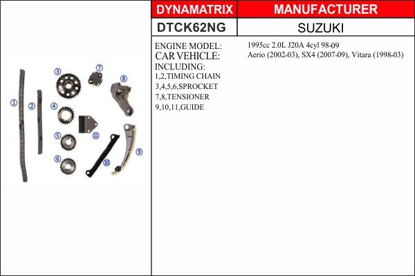 Dynamatrix DTCK62NG - Комплект ланцюга приводу распредвала autozip.com.ua