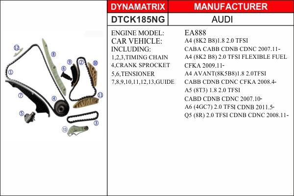 Dynamatrix DTCK185NG - Комплект ланцюга приводу распредвала autozip.com.ua