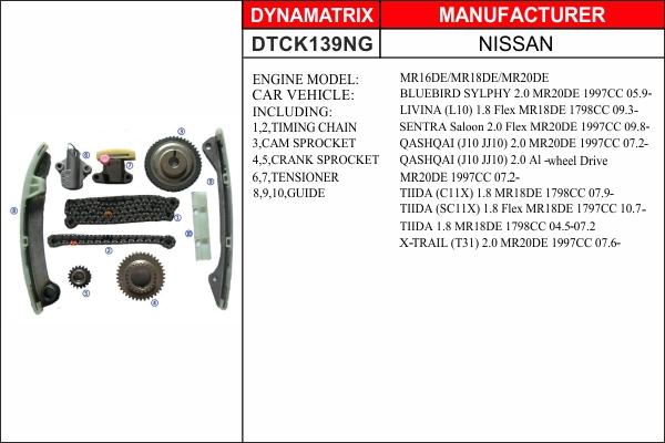 Dynamatrix DTCK139NG - Комплект ланцюга приводу распредвала autozip.com.ua