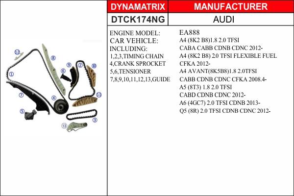 Dynamatrix DTCK174NG - Комплект ланцюга приводу распредвала autozip.com.ua