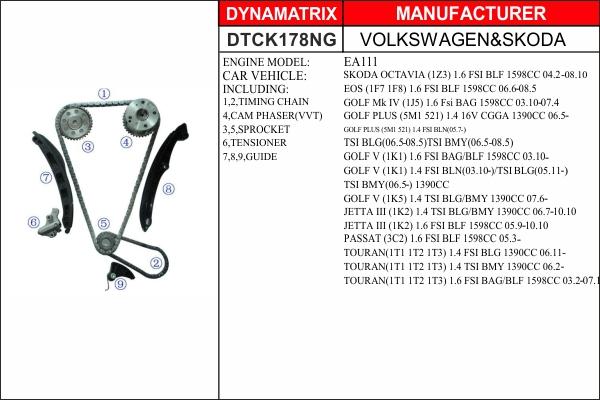 Dynamatrix DTCK178NG - Комплект ланцюга приводу распредвала autozip.com.ua