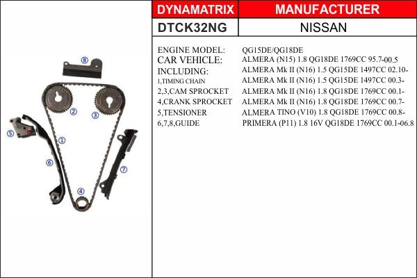 Dynamatrix DTCK32NG - Комплект ланцюга приводу распредвала autozip.com.ua