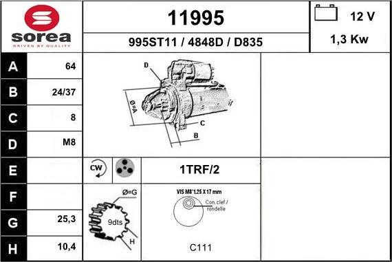 EAI 11995 - Стартер autozip.com.ua