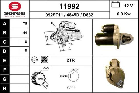 EAI 11992 - Стартер autozip.com.ua