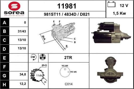 EAI 11981 - Стартер autozip.com.ua