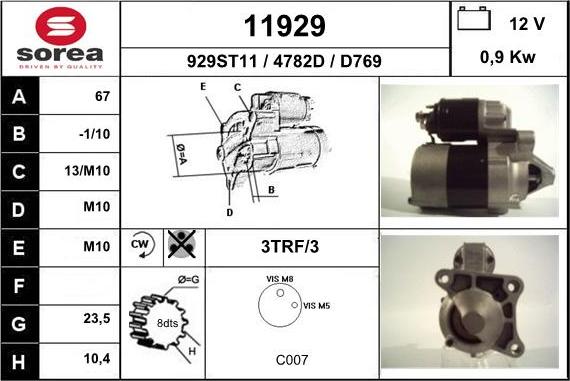 EAI 11929 - Стартер autozip.com.ua