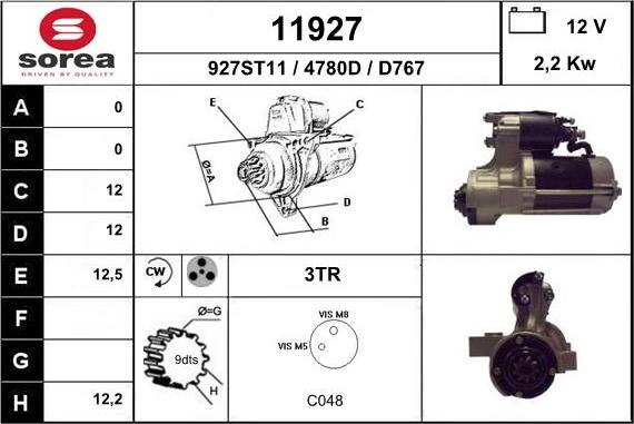 EAI 11927 - Стартер autozip.com.ua