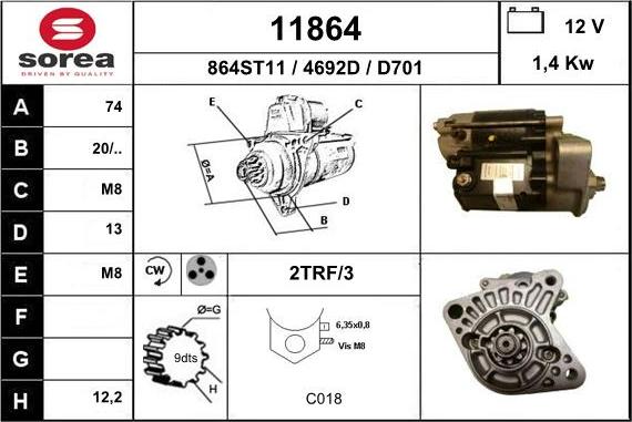 EAI 11864 - Стартер autozip.com.ua