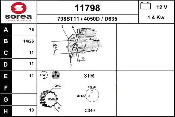 EAI 11798 - Стартер autozip.com.ua