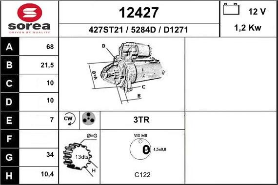 EAI 12427 - Стартер autozip.com.ua