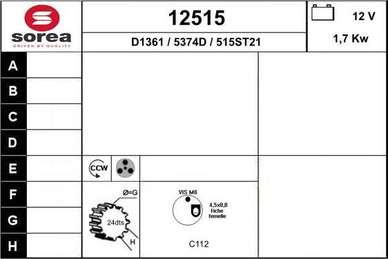 EAI 12515 - Стартер autozip.com.ua