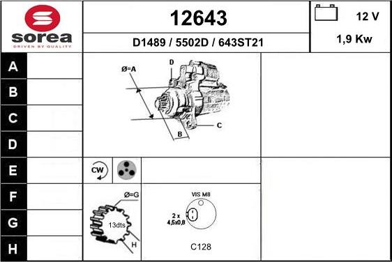 EAI 12643 - Стартер autozip.com.ua