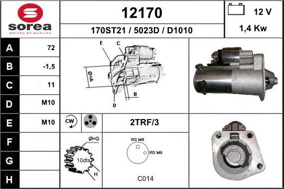 EAI 12170 - Стартер autozip.com.ua