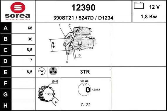 EAI 12390 - Стартер autozip.com.ua