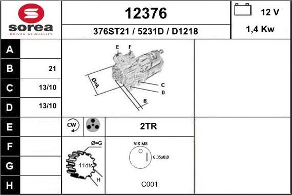 EAI 12376 - Стартер autozip.com.ua