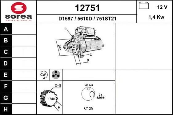EAI 12751 - Стартер autozip.com.ua
