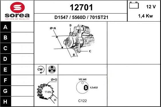 EAI 12701 - Стартер autozip.com.ua