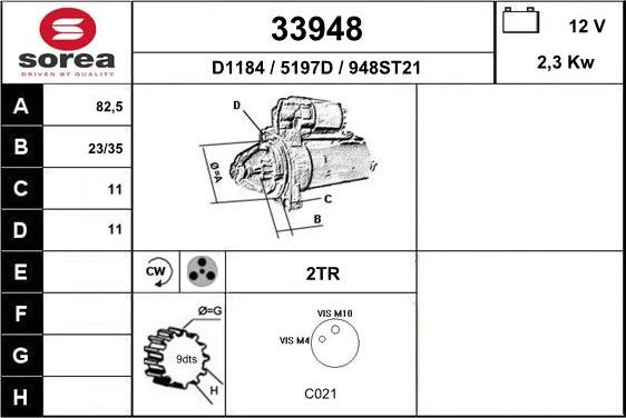 EAI 33948 - Стартер autozip.com.ua