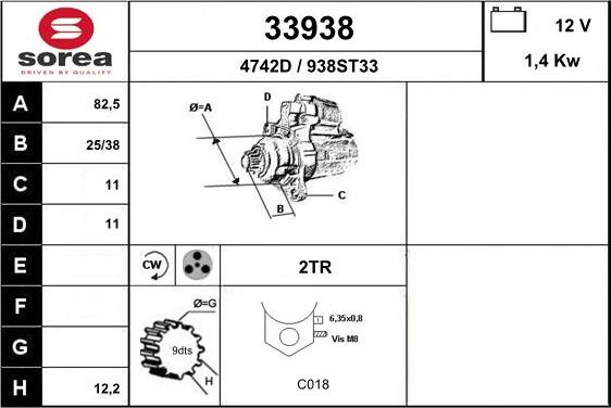 EAI 33938 - Стартер autozip.com.ua