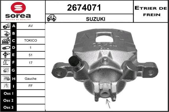 EAI 2674071 - Гальмівний супорт autozip.com.ua