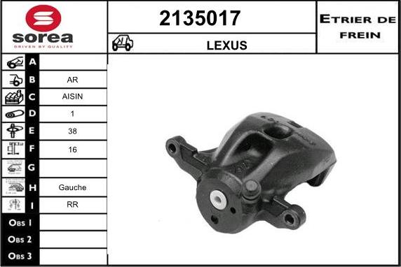 EAI 2135017 - Гальмівний супорт autozip.com.ua