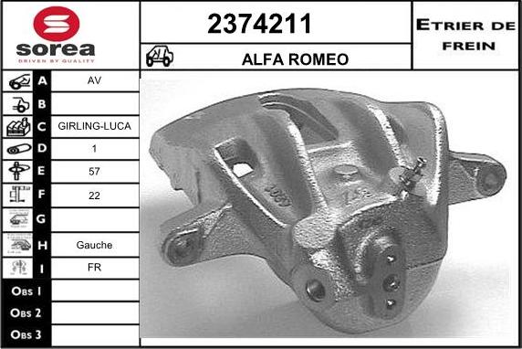 EAI 2374211 - Гальмівний супорт autozip.com.ua