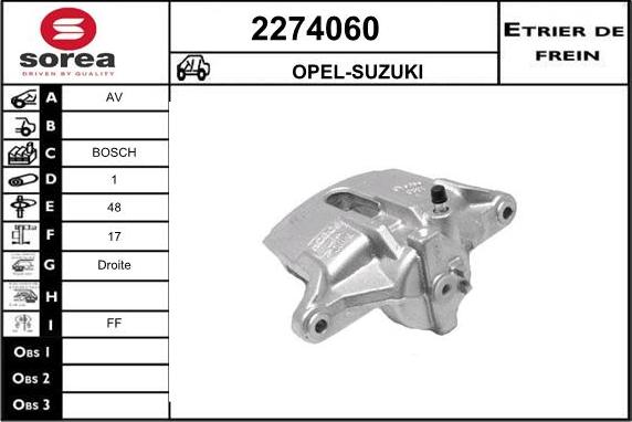 EAI 2274060 - Гальмівний супорт autozip.com.ua