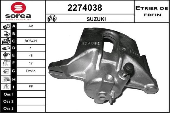 EAI 2274038 - Гальмівний супорт autozip.com.ua