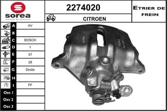 EAI 2274020 - Гальмівний супорт autozip.com.ua