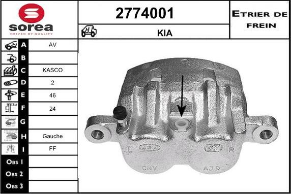 EAI 2774001 - Гальмівний супорт autozip.com.ua