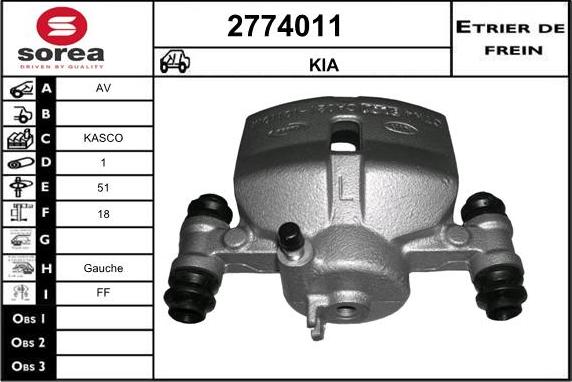 EAI 2774011 - Гальмівний супорт autozip.com.ua