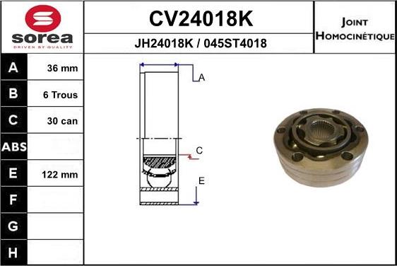 EAI CV24018K - Шарнір, ШРУС, приводний вал autozip.com.ua