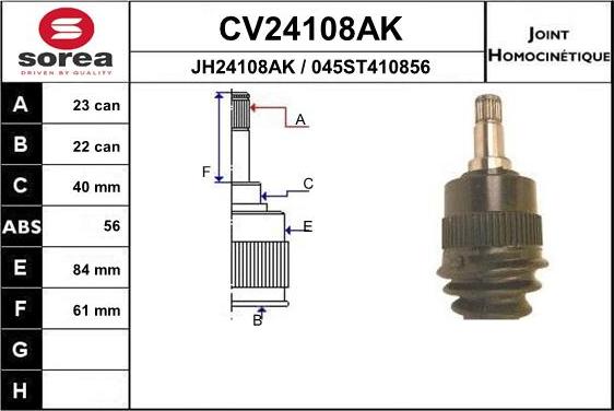 EAI CV24108AK - Шарнірний комплект, ШРУС, приводний вал autozip.com.ua