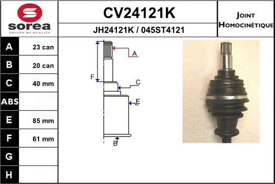 EAI CV24121K - Шарнір, ШРУС, приводний вал autozip.com.ua